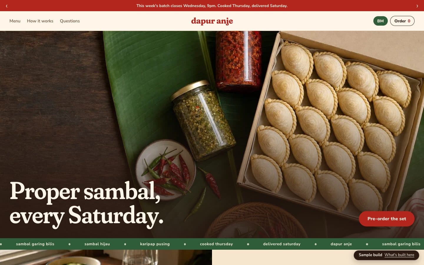 The Dapur Anje sample site on a laptop and a phone